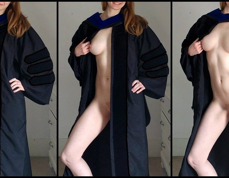 [F]inally acquired my Ph.D. 🎓 This naughty grad college student is now a naughty professor!